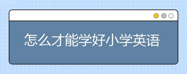 怎么才能学好小学英语？小学英语学习需要做什么？