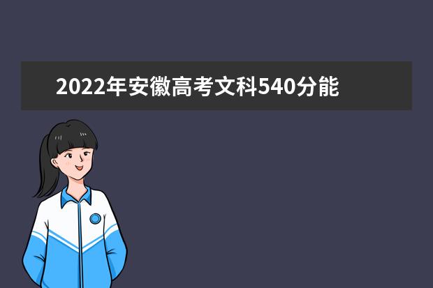 2022年安徽高考文科540分能上什么大学